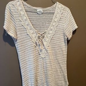 Small white and tan striped tshirt